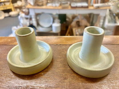 Gray  Stoneware Candleholders 2, 2 1/2"
