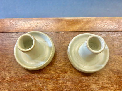 Gray  Stoneware Candleholders 2, 2 1/2"