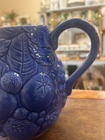 Blue Fruit Pitcher, 6 3/4"