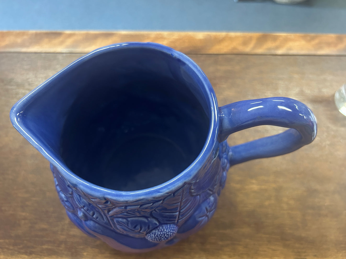 Blue Fruit Pitcher, 6 3/4"