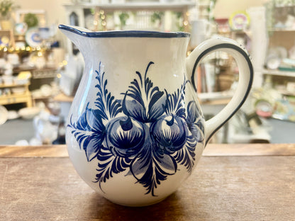 Blue & White Neuwirth Blue & White Pitcher Portugal, 6 1/2"