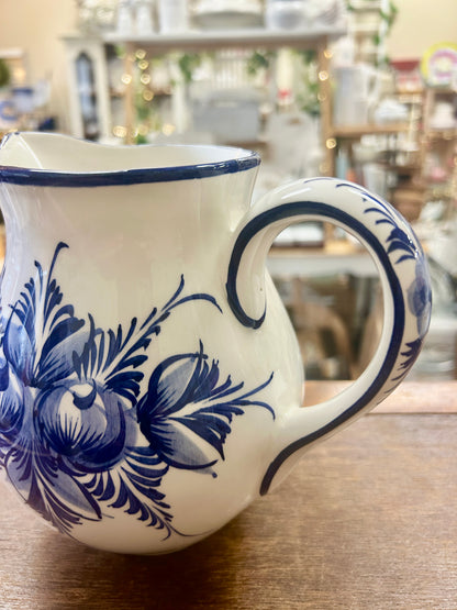 Blue & White Neuwirth Blue & White Pitcher Portugal, 6 1/2"