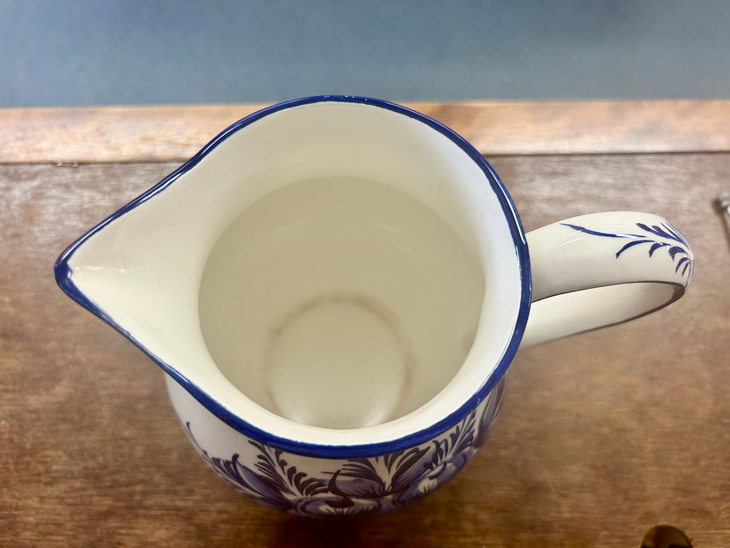 Blue & White Neuwirth Blue & White Pitcher Portugal, 6 1/2"