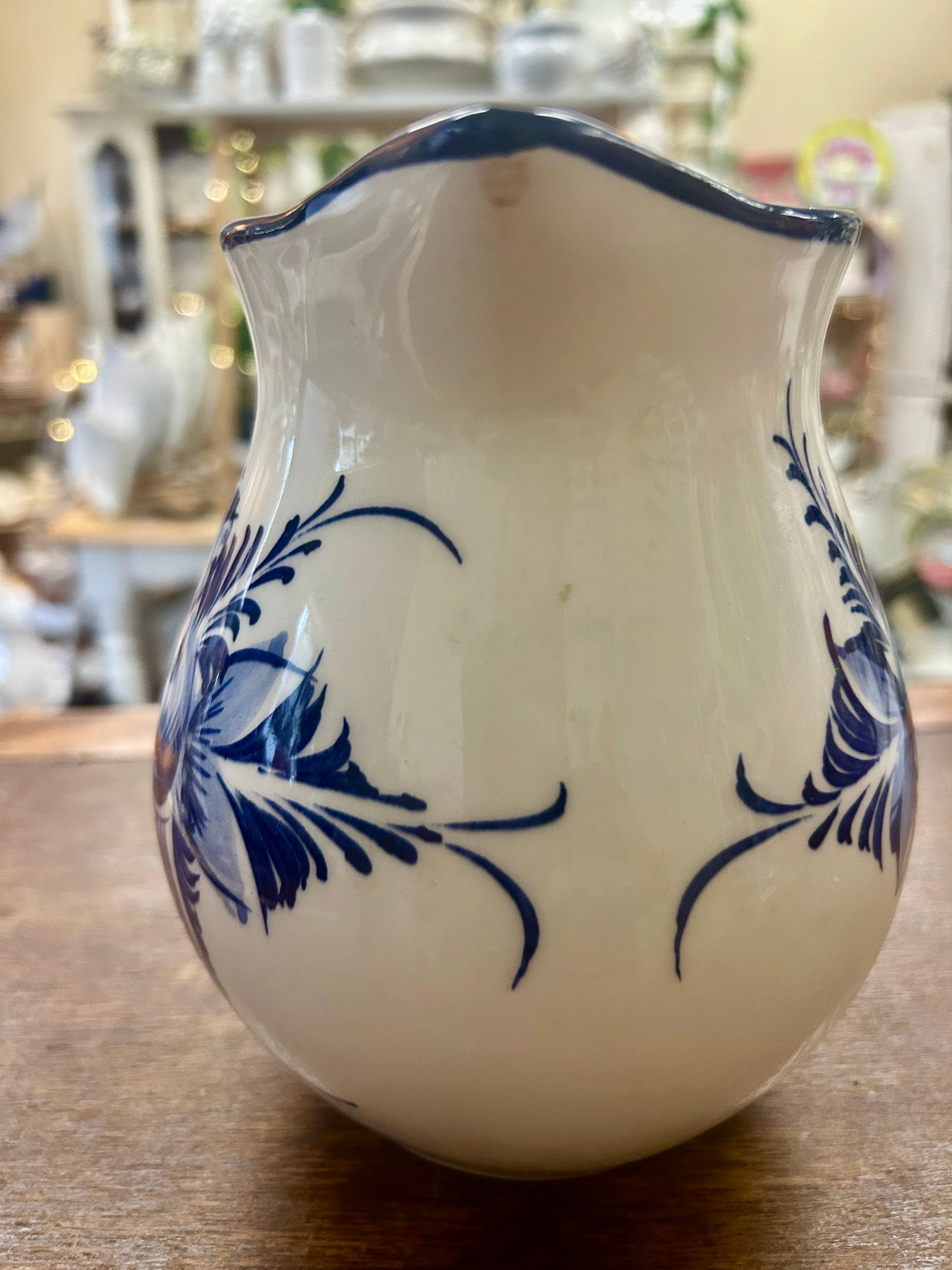 Blue & White Neuwirth Blue & White Pitcher Portugal, 6 1/2"