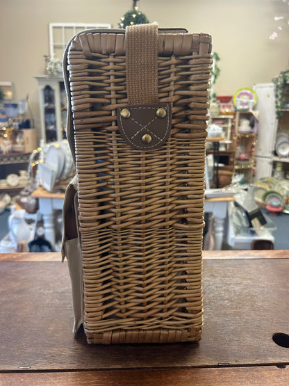 Cream  Wicker Wine Bag, 14"