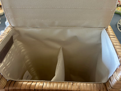 Cream  Wicker Wine Bag, 14"