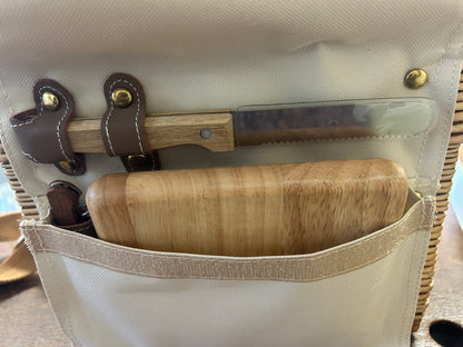 Cream  Wicker Wine Bag, 14"