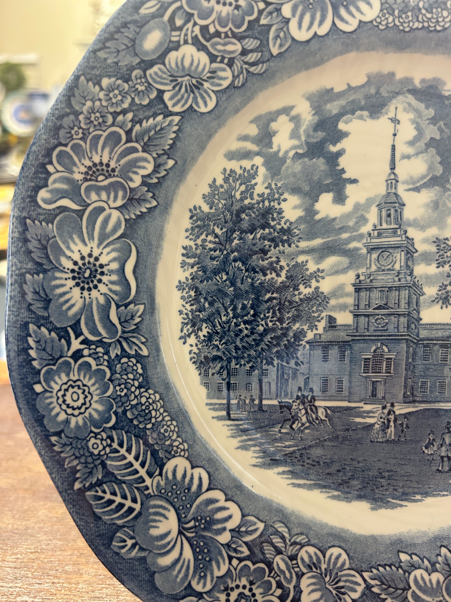 Blue & White Staffordshire Independence Hall Plate England, 10"