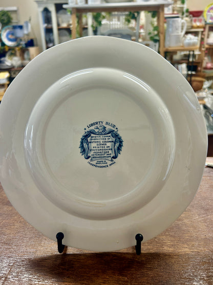 Blue & White Staffordshire Independence Hall Plate England, 10"