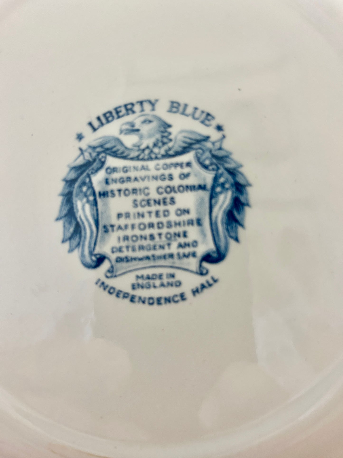Blue & White Staffordshire Independence Hall Plate England, 10"