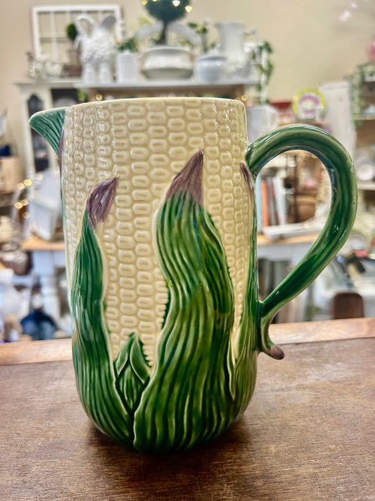 Green & Yellow Shafford Vintage 1979 Corn Pitcher, 8"