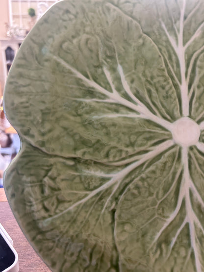 Green Bordallo Pinheiro Cabbage Plate Portugal, 10 3/4"