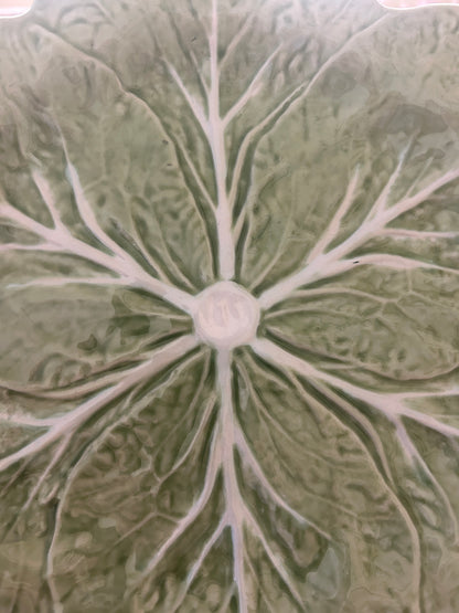 Green Bordallo Pinheiro Cabbage Plate Portugal, 10 3/4"