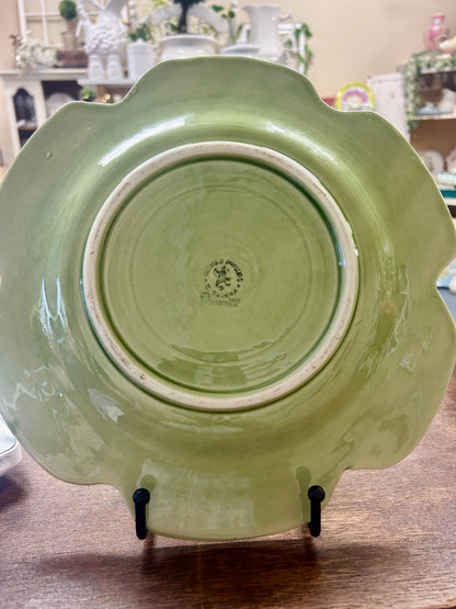 Green Bordallo Pinheiro Cabbage Plate Portugal, 10 3/4"