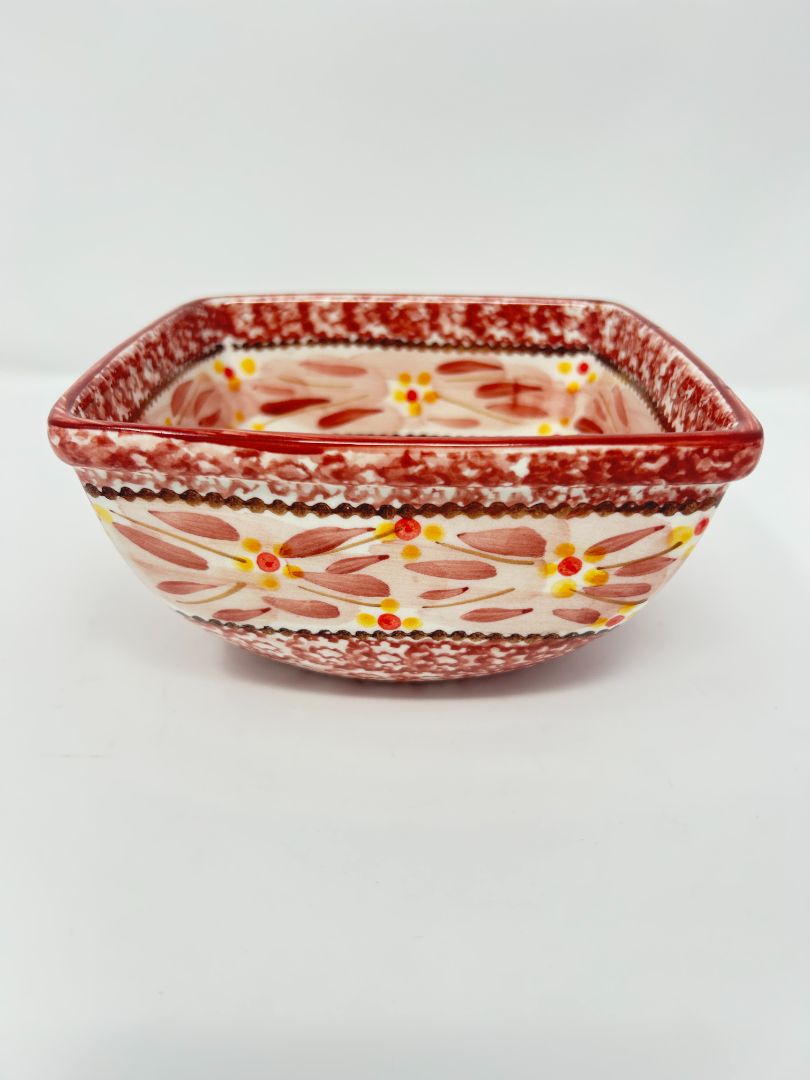 Temptations Old World Cranberry Square Bowl, 6"