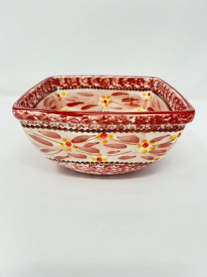 Temptations Old World Cranberry Square Bowl, 6"