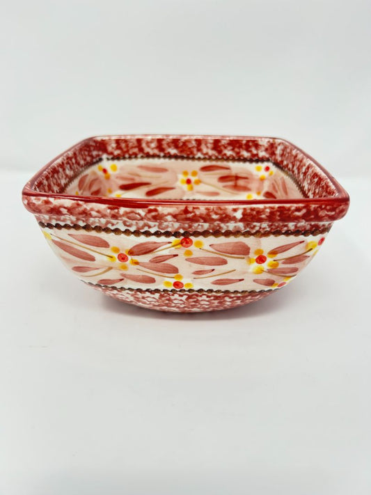 Temptations Old World Cranberry Square Bowl, 6"