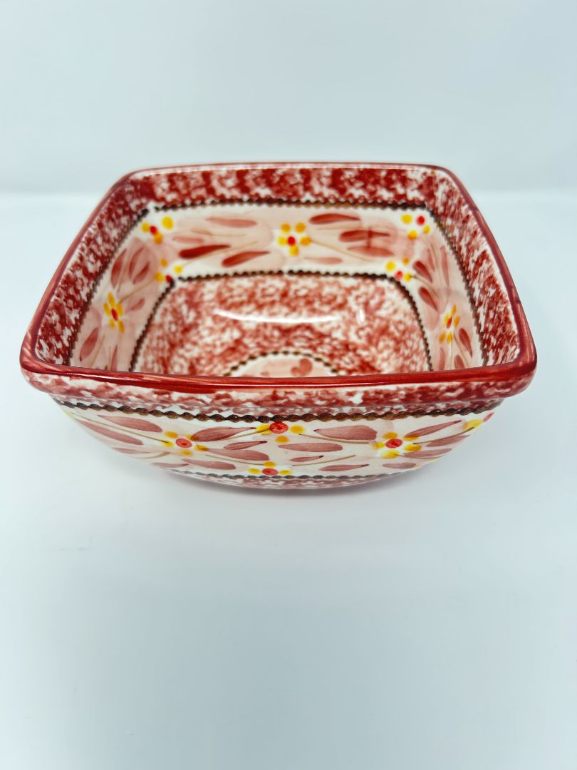 Temptations Old World Cranberry Square Bowl, 6"