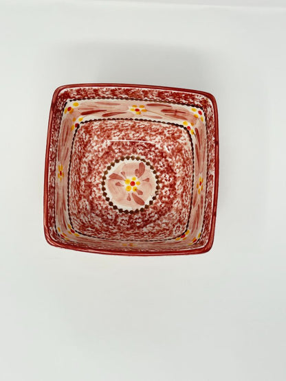 Temptations Old World Cranberry Square Bowl, 6"