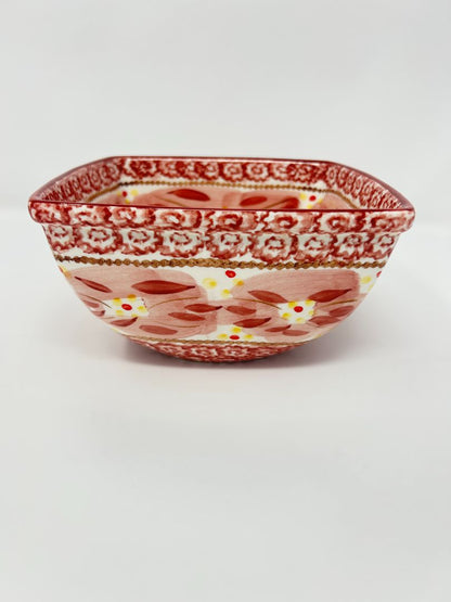 Temptations Old World Cranberry Square Bowl, 7"