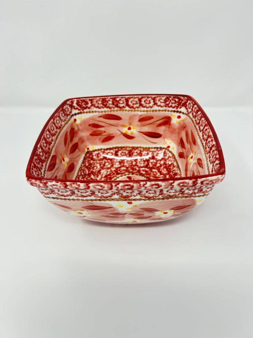 Temptations Old World Cranberry Square Bowl, 7"