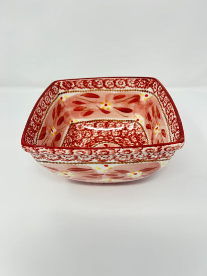 Temptations Old World Cranberry Square Bowl, 7"
