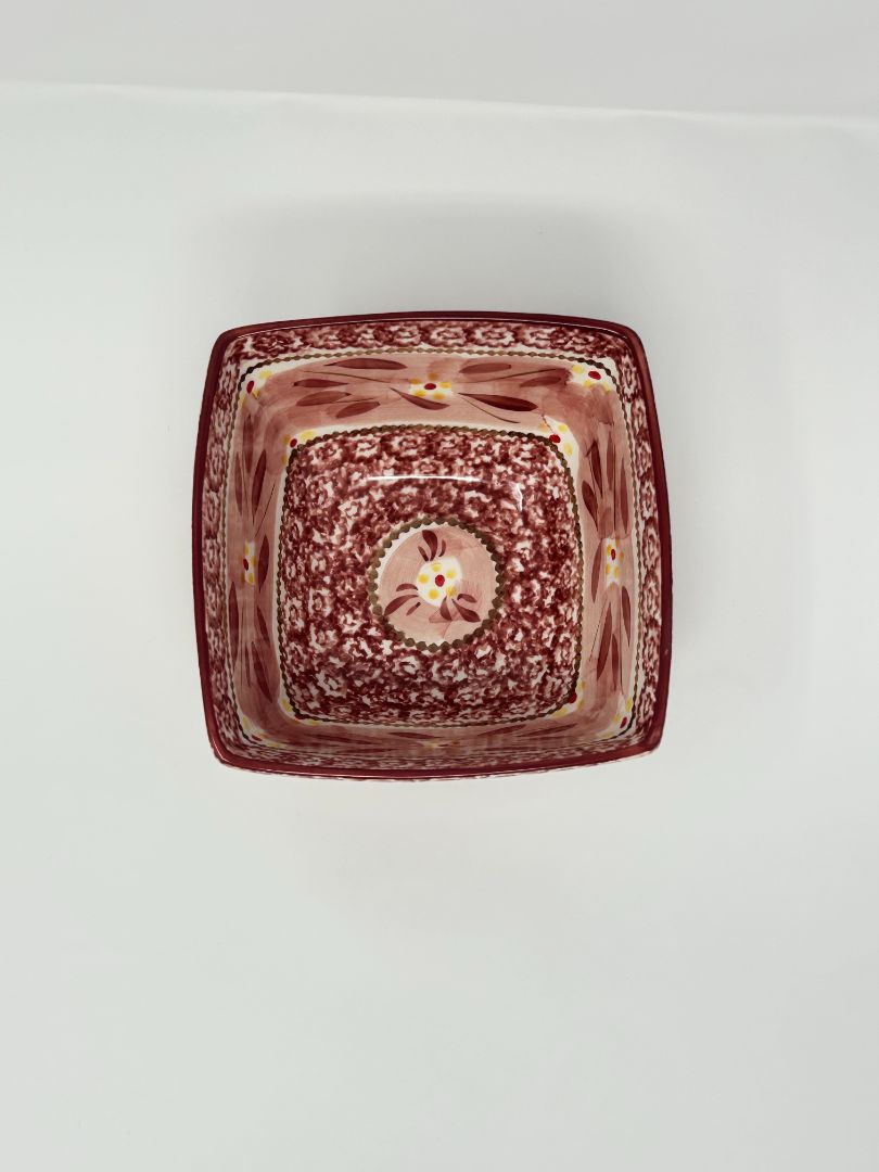 Temptations Old World Cranberry Square Bowl, 7"