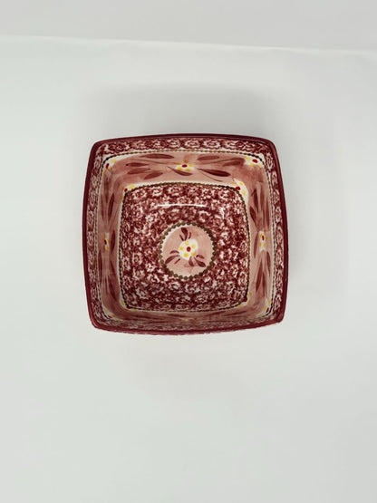 Temptations Old World Cranberry Square Bowl, 7"