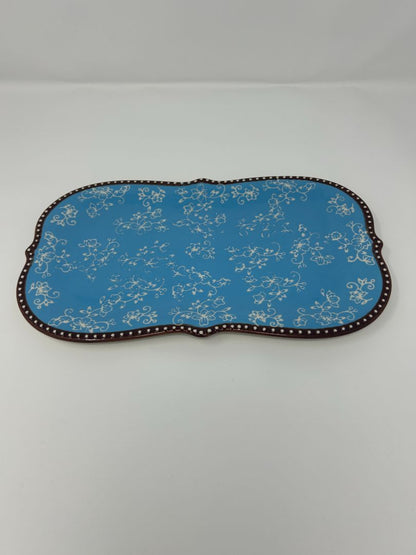 Temptations Floral Lace Blue Platter, 12"