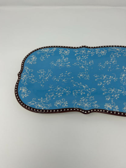 Temptations Floral Lace Blue Platter, 12"