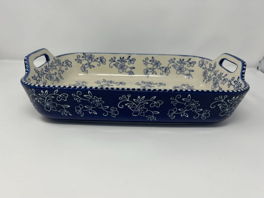 Temptations Floral Lace Blue 13" x 9" Baker, 13" x 9"