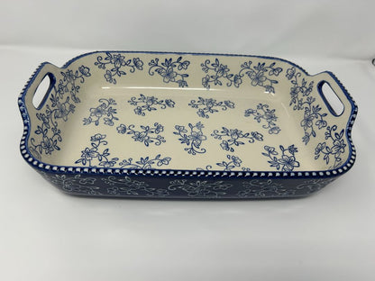 Temptations Floral Lace Blue 13" x 9" Baker, 13" x 9"
