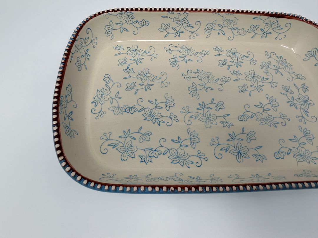 Temptations Floral Lace Lt Blue 2 Qt Baker, 2 Qt
