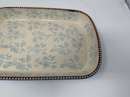 Temptations Floral Lace Lt Blue 2 Qt Baker, 2 Qt