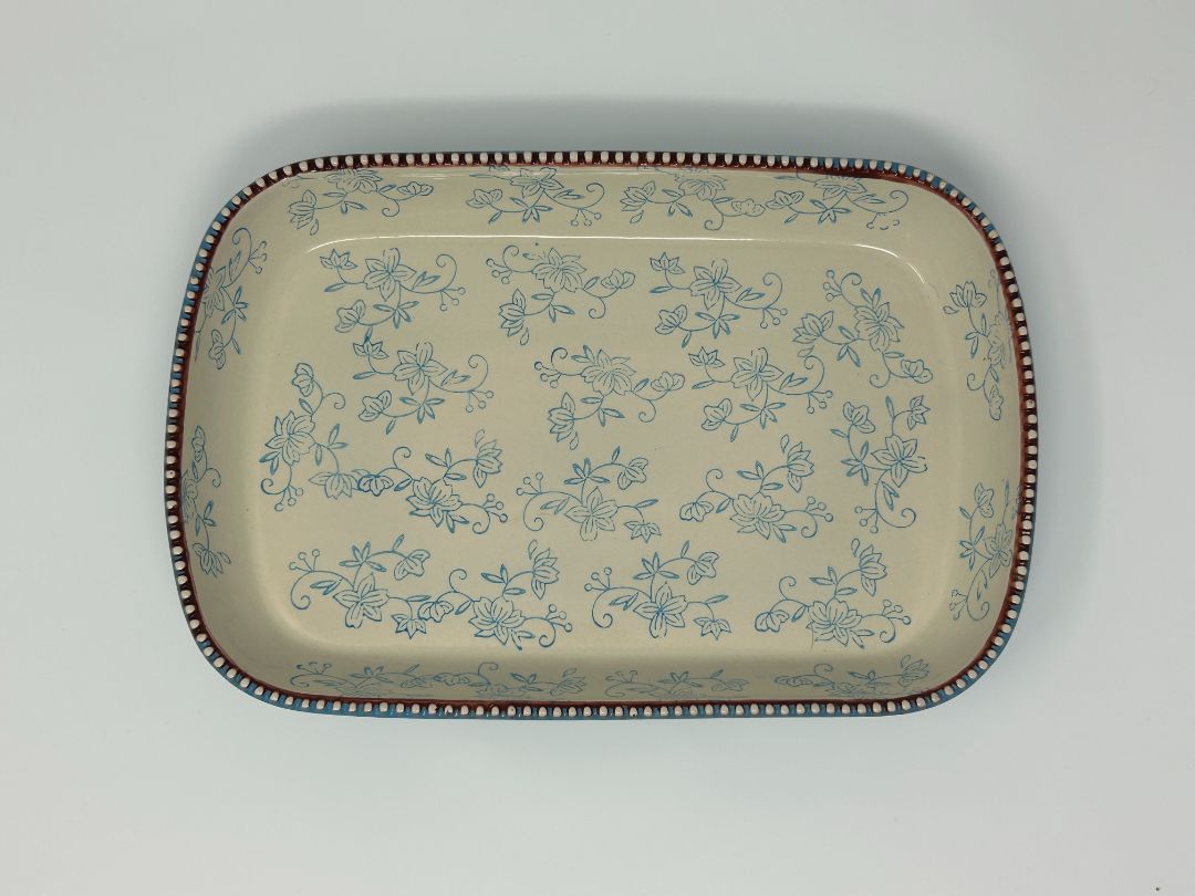 Temptations Floral Lace Lt Blue 2 Qt Baker, 2 Qt