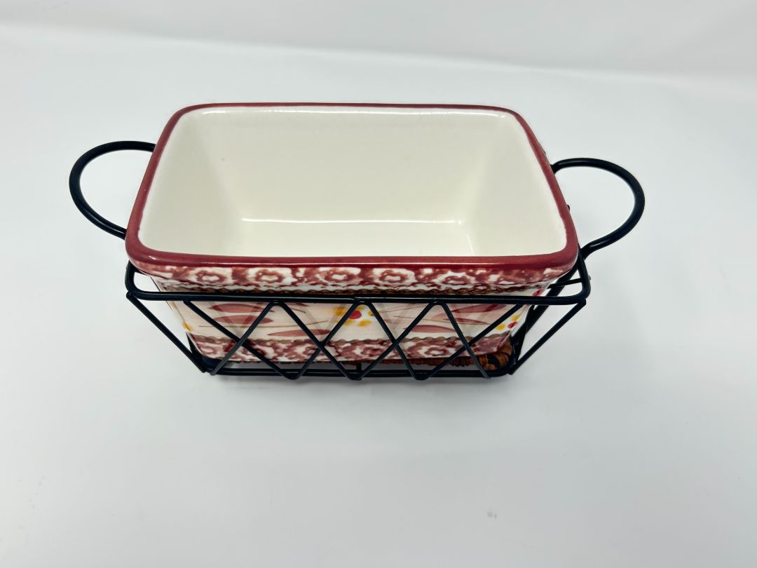 Cranberry Temptations Old World Rect. Baker w/ Rack 3 pcs, 5 3/4"
