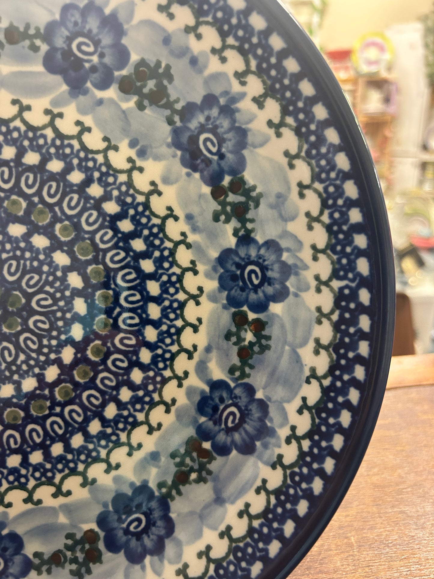 Blue & Green UNIKAT Polish Pottery Dinner Plate, 10 1/4"