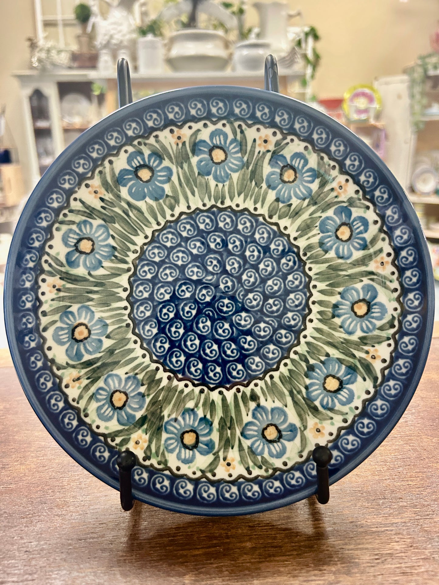 Blue & Green UNIKAT Polish Pottery Plate, 8"