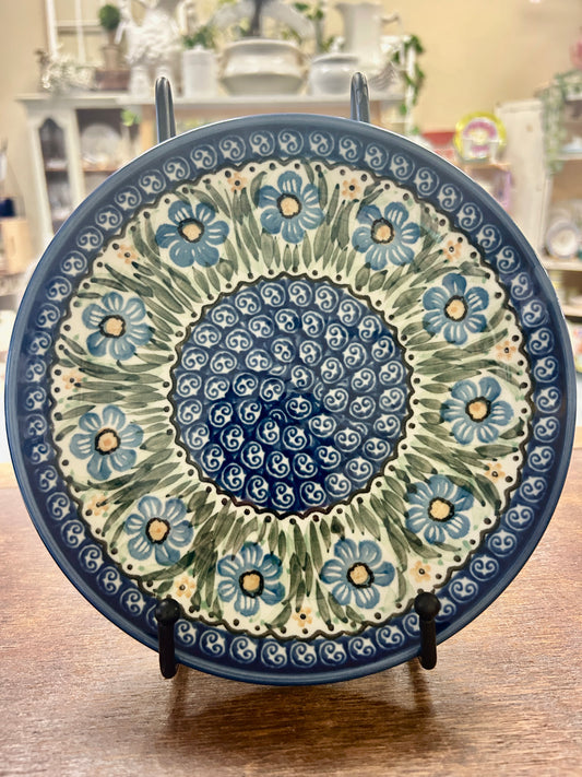 Blue & Green UNIKAT Polish Pottery Plate, 8"