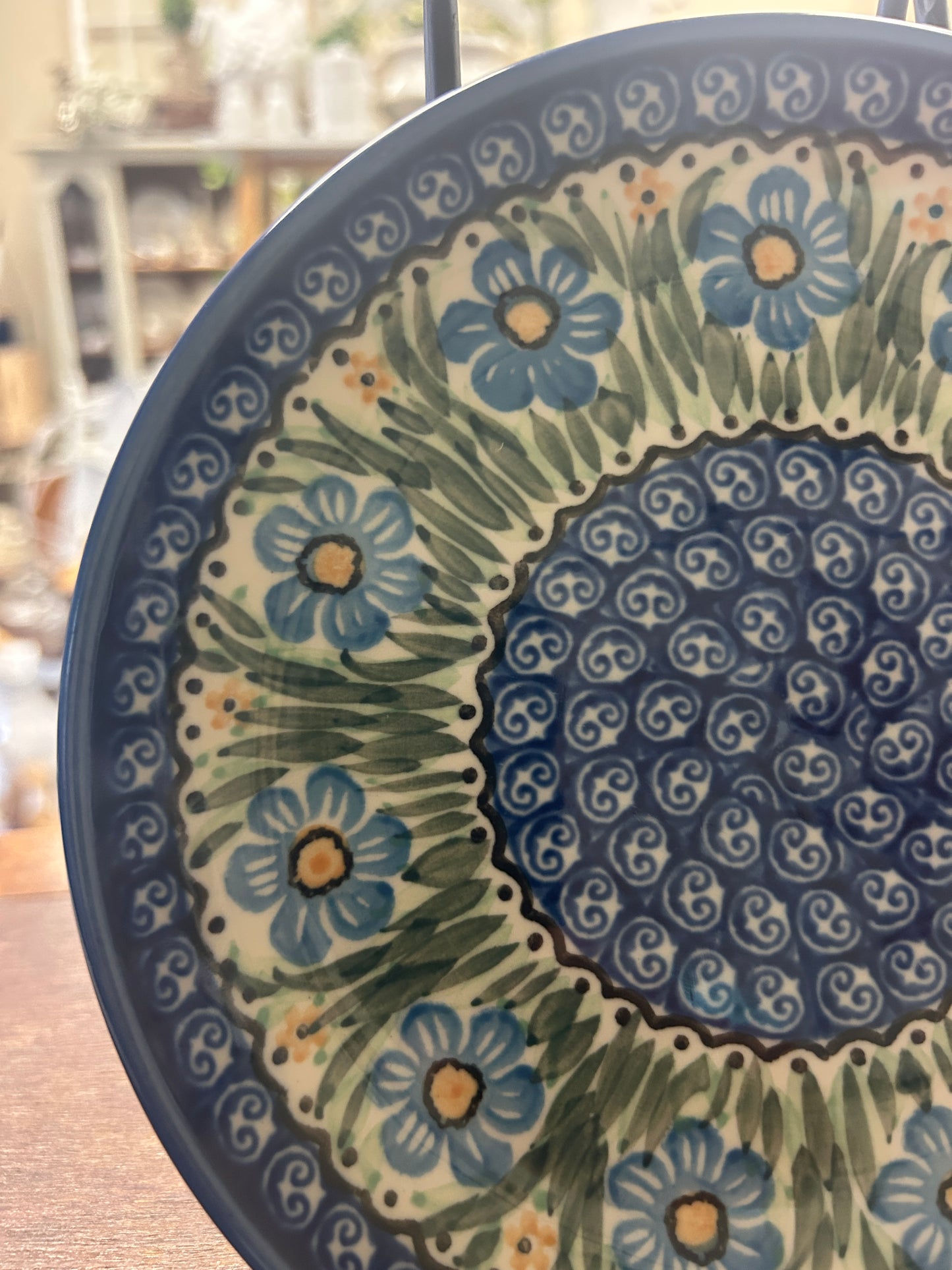 Blue & Green UNIKAT Polish Pottery Plate, 8"
