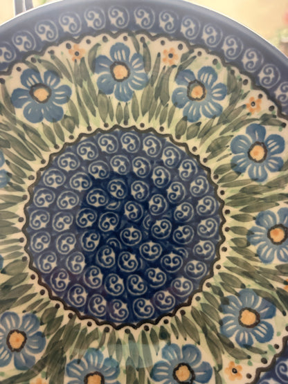 Blue & Green UNIKAT Polish Pottery Plate, 8"