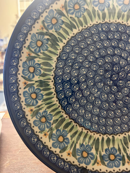 Blue & Green UNIKAT Polish Pottery Dinner Plate, 10 1/2"