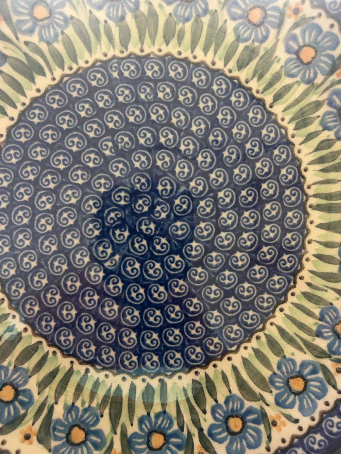 Blue & Green UNIKAT Polish Pottery Dinner Plate, 10 1/2"