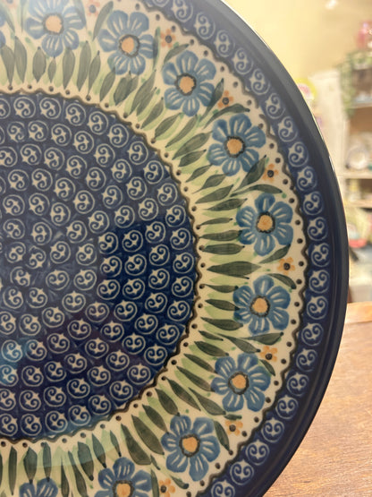 Blue & Green UNIKAT Polish Pottery Dinner Plate, 10 1/2"