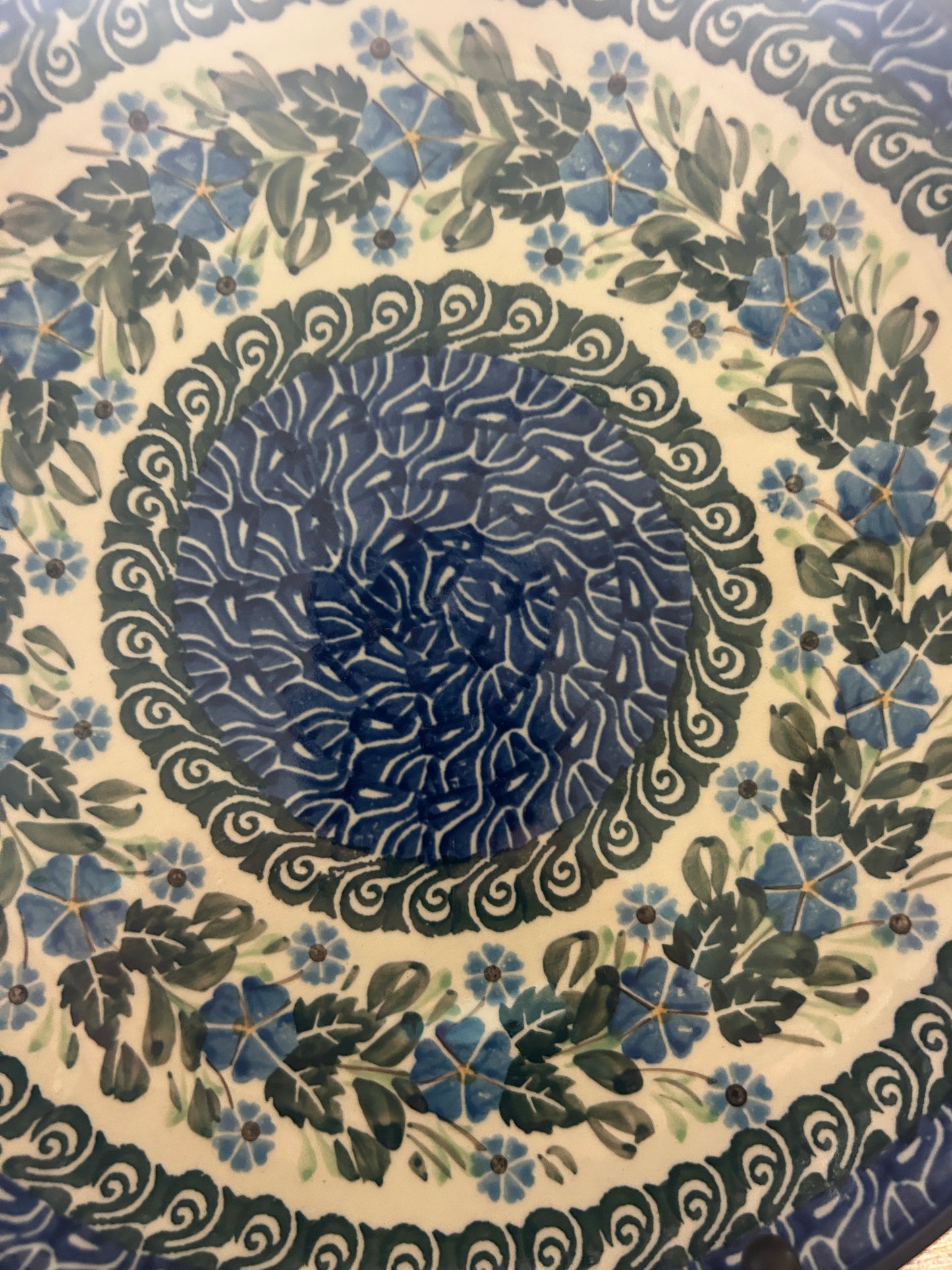 Blue & Green UNIKAT Polish Pottery Dinner Plate, 10"