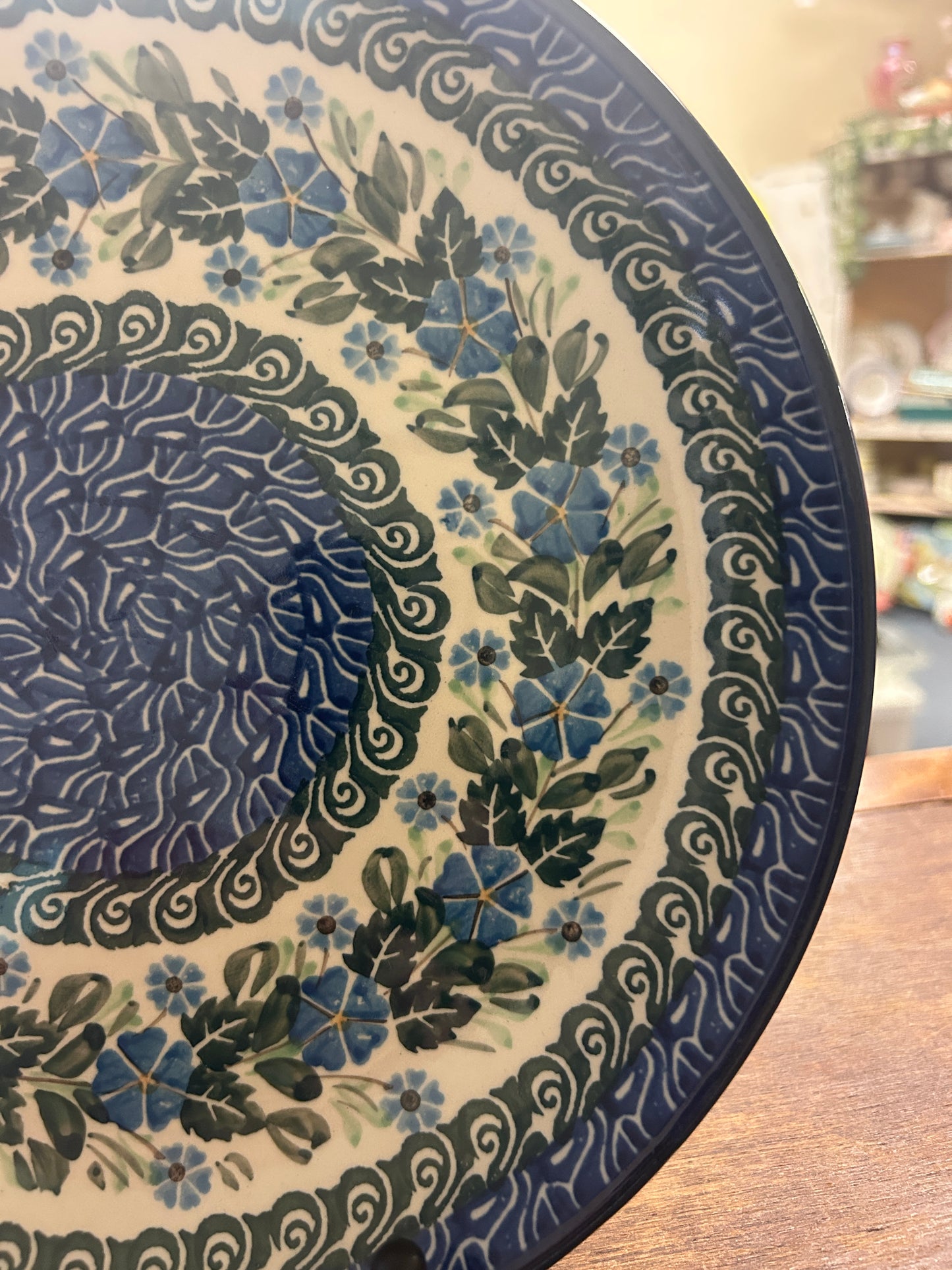 Blue & Green UNIKAT Polish Pottery Dinner Plate, 10"