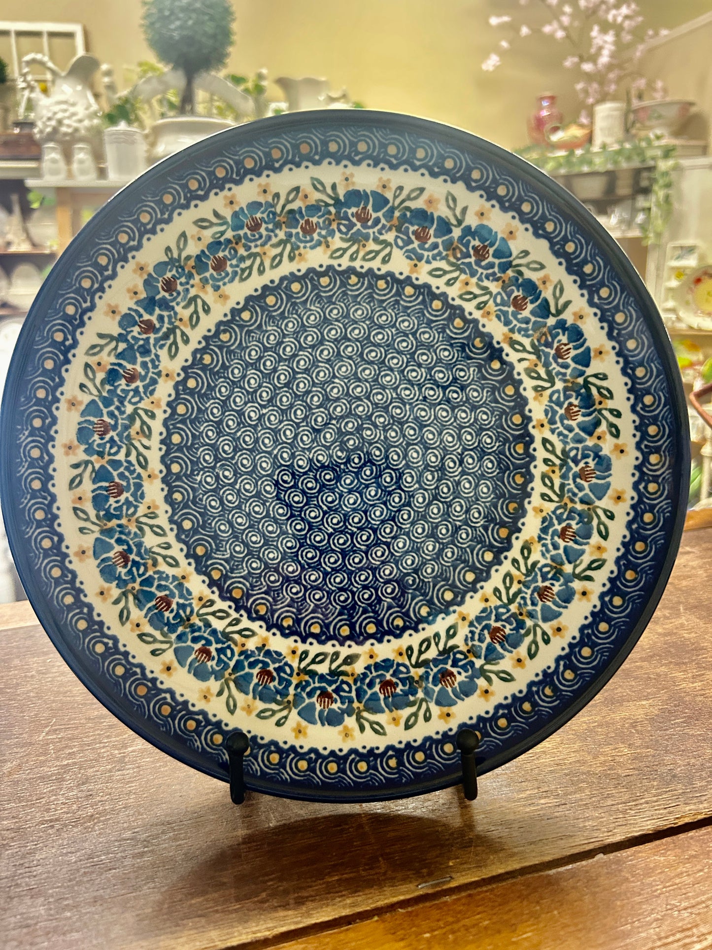 Blue & Green UNIKAT Polish Pottery Dinner Plate, 10 1/2"