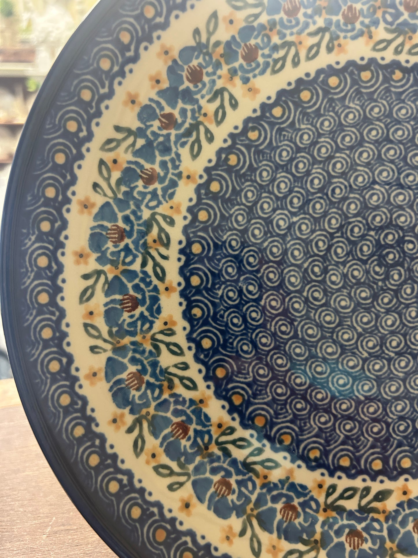Blue & Green UNIKAT Polish Pottery Dinner Plate, 10 1/2"