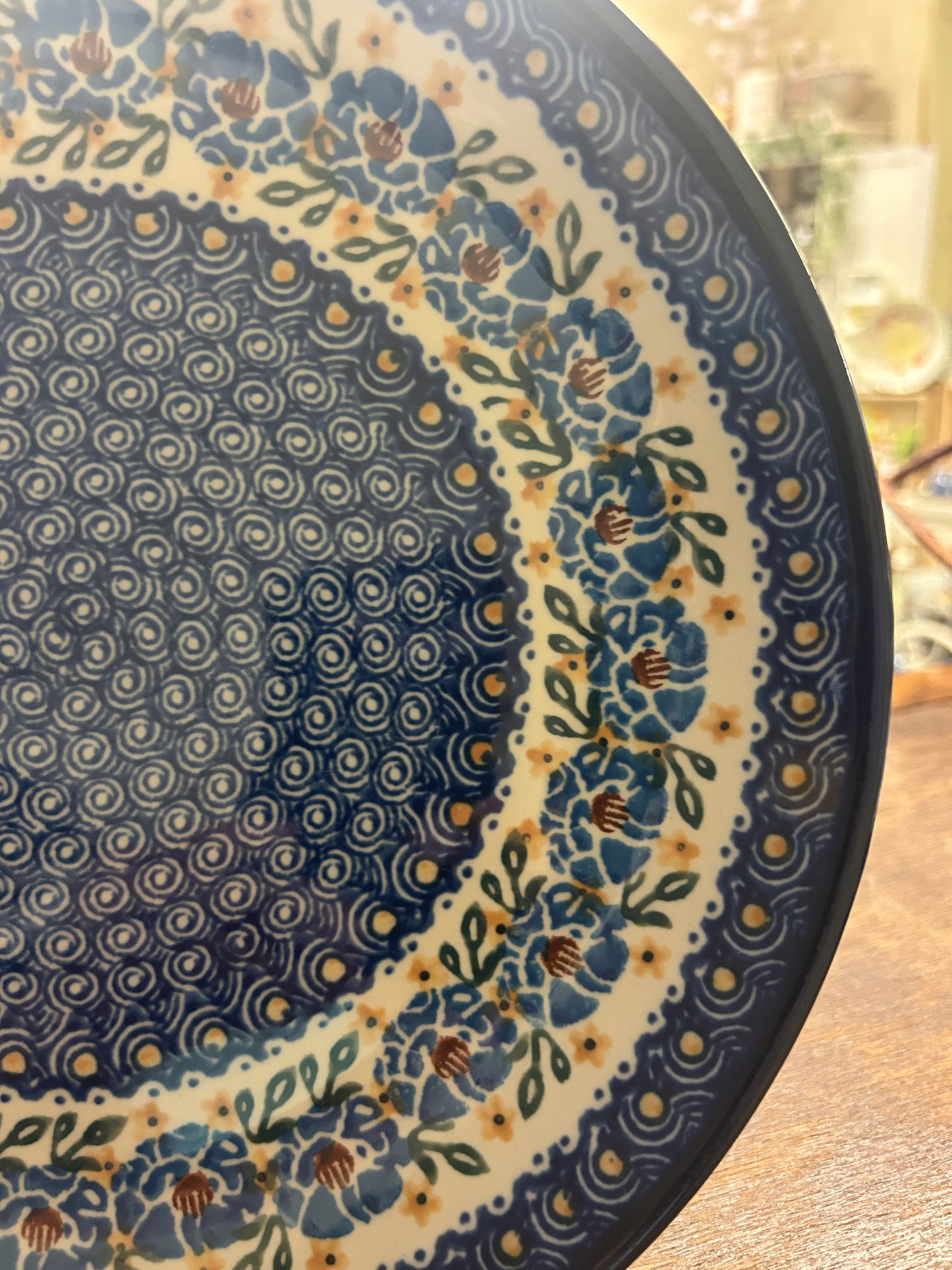Blue & Green UNIKAT Polish Pottery Dinner Plate, 10 1/2"