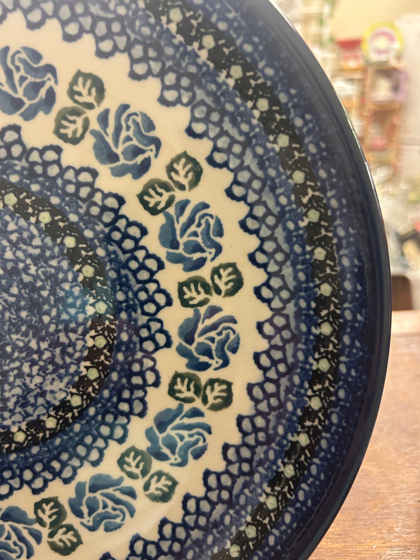 Blue & Green UNIKAT Polish Pottery Dinner Plate, 10 1/2"